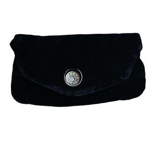Vintage Handbags by G.D.K. women's black velvet clutch bag purse handbag